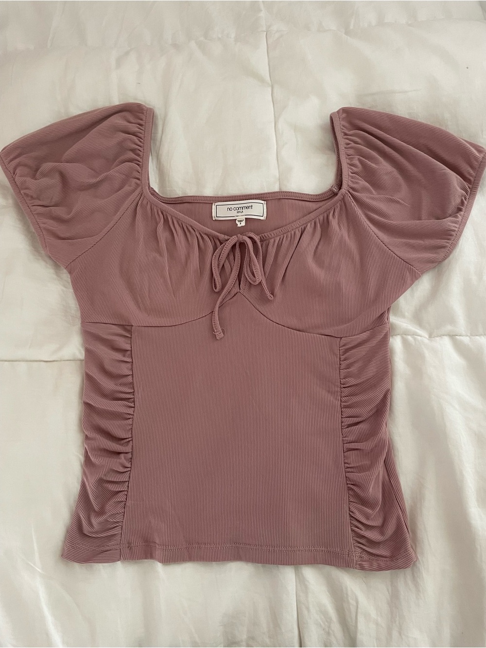 No Comment Ruched Dusty Rose Top